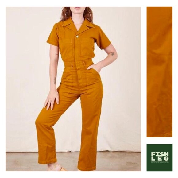 Big Bud Press Pants - Big Bud Press | The Short Sleeve Unisex Jumpsuit - Spicy Mustard / Sz M